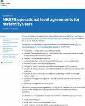 NBSFS operational level agreements for maternity users [Updated 4th May 2021]